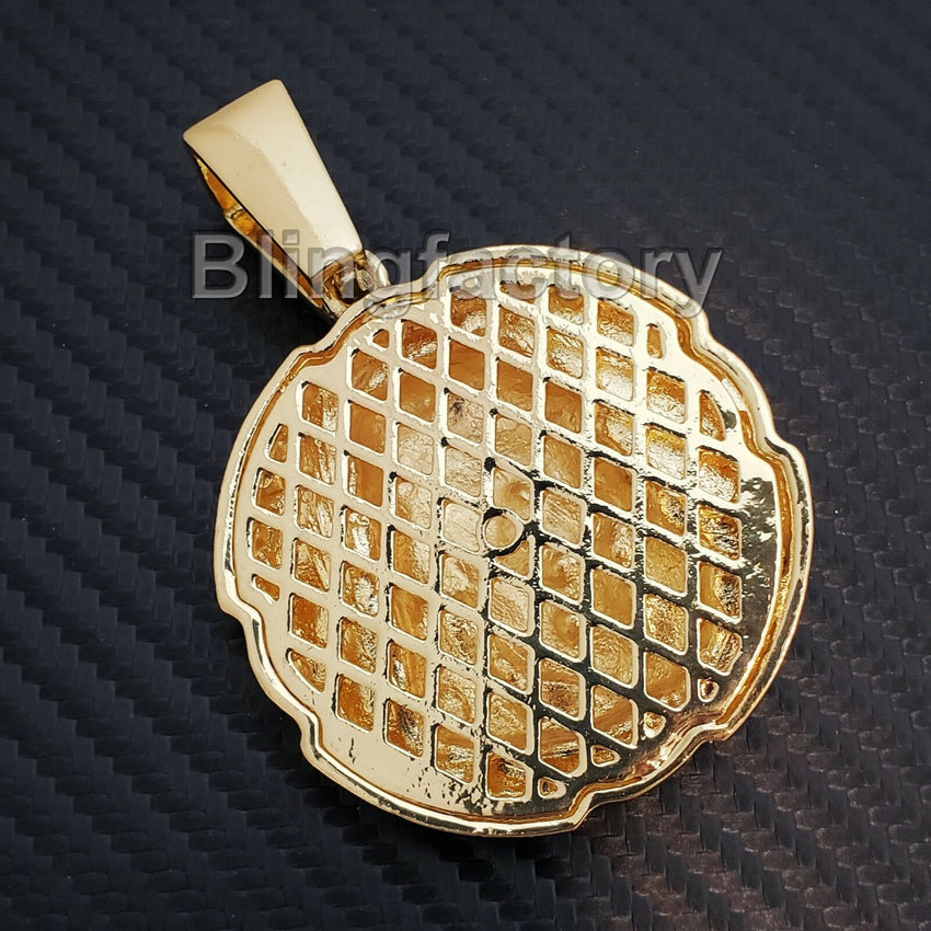 HIP HOP ICED OUT LAB DIAMOND GOLD PLATED LARGE JESUS FACE PENDANT