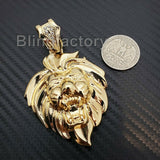 HIP HOP ICED OUT RAPPER STYLE GOLD PLATED LION HEAD LEO CHARM PENDANT