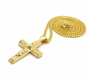 New Golden Nugget Cross Pendant w/ 24