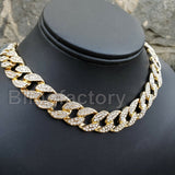 Hip Hop Bubble Letter "W" & 18" Full Iced Cuban & 1 Row Tennis Choker Chain Necklace Set