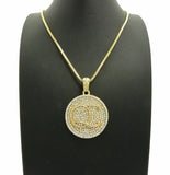 Iced Out Quavo QC Round Pendant & 24" Box, Cuban, Rope Chain Hip Hop Necklace