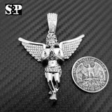 Hip Hop Baby Angel Pendant & 18" Full Iced 1 ROW DIAMOND Tennis Choker Chain Necklace