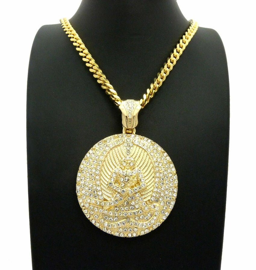 NEW ICED OUT 2PAC EUPHANASIA PENDANT W/ 6MM 30" BOX CUBAN CHAIN HIP HOP NECKLACE