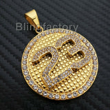 Iced out Hip Hop Stainless steel Gold Tone Number 23 Medal Charm Pendant