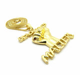 HIP HOP BLING GOLD PLATED 'BLACK LIVES MATTER' PENDANT & 24" BOX CHAIN NECKLACE