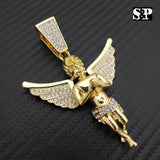 HIP HOP ICED OUT RAPPER STYLE LAB DIAMOND GOLD PLATED BABY ANGEL LARGE PENDANT