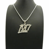 Iced Out Mini Number 1017 Pendant & 24" Box, Cuban, Rope Chain Hip Hop Necklace