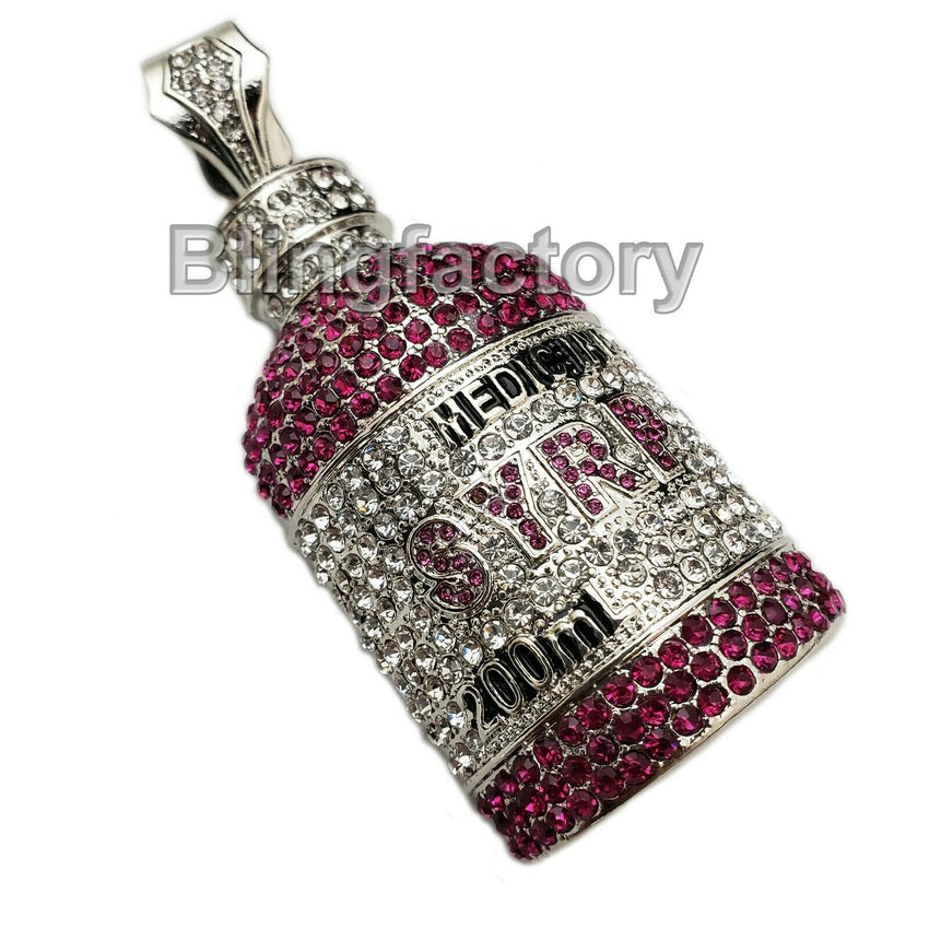 Hip Hop Rapper's Iced Out Lab Diamonds White Gold plated Syrup Bottle Pendant