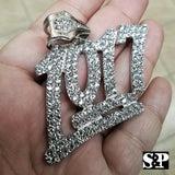 HIP HOP RAPPER'S FULL ICED OUT WHITE GOLD PLATED LAB DIAMOND 1017 LARGE PENDANT