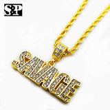 Iced Out Gold PT Hip Hop Savage 21 Pendant & 4mm 24" Rope Chain Hip Hop Necklace