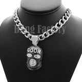 Hip Hop Rapper's Masked Goon Pendant & 18" Iced Cuban Choker Chain Necklace set