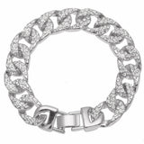 Men's Fully Iced Out Miami Cuban Bracelet White Gold Plated Mens Hip Hop 13mm 8"