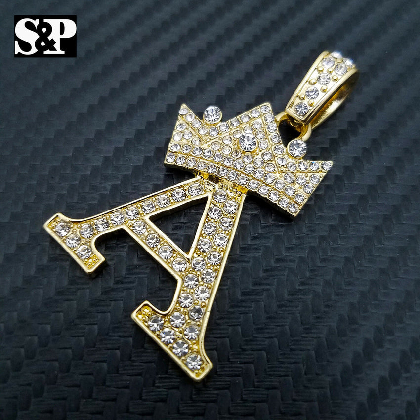 HIP HOP ICED LAB DIAMOND GOLD PLATED ALPHABET INITIAL "A" PENDANT