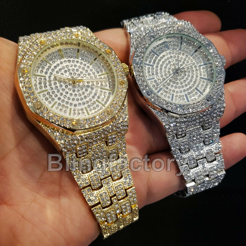 Lab Diamond Luxury MIGOS Iced out Rapper's Metal Band Dress Clubbing wrist Watch