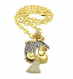 ICED OUT PAVE LIL UZI VERT CARTOON & 10mm 30" Marina Chain Necklace