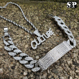 HIP HOP BLING CULTURE LAB DIAMOND NECKLACE & ICED MIAMI CUBAN BRACELET SET