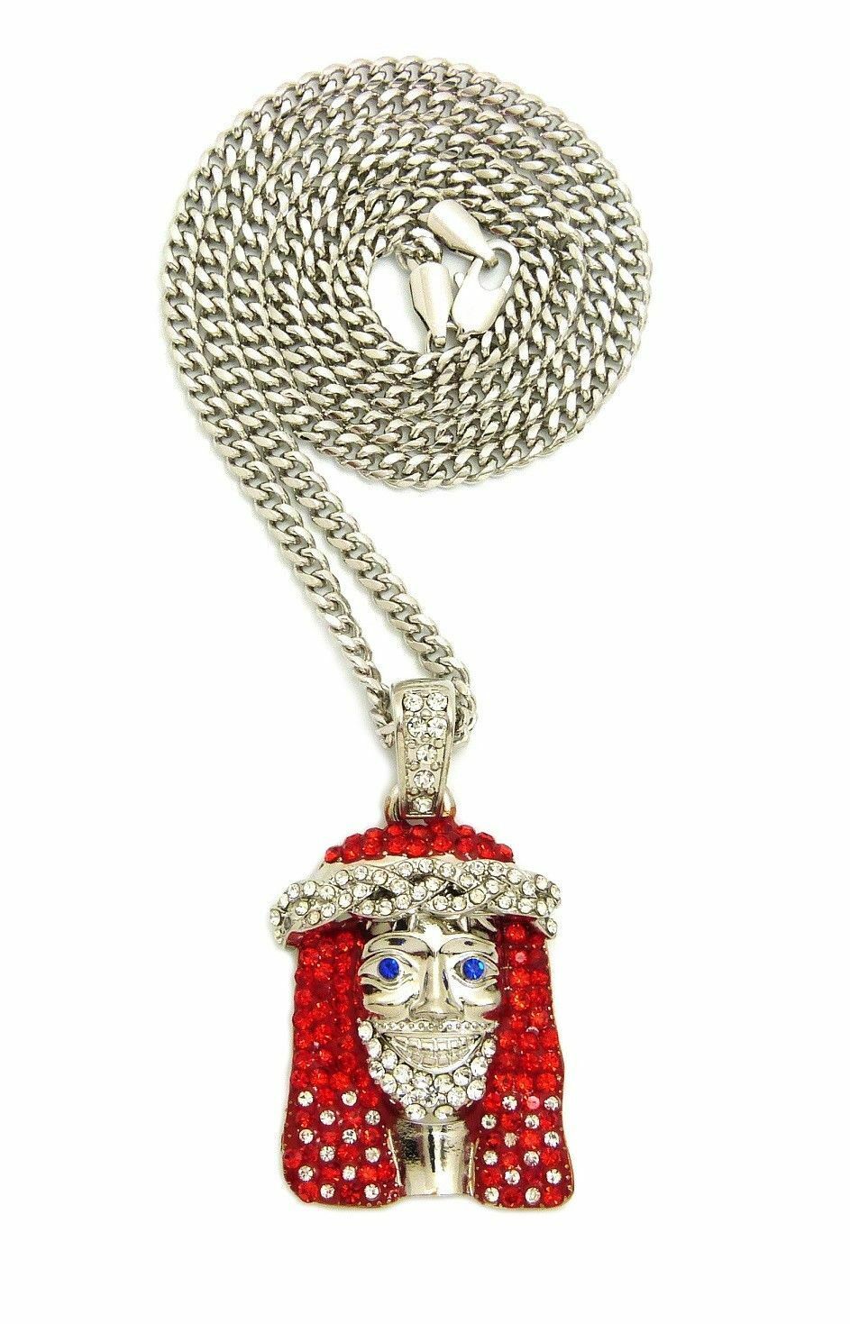 ICED OUT Lil Yachty RED JESUS FACE SMALL PENDANT 24 CHAIN HIP HOP N