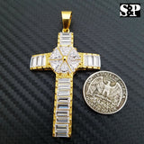 ICED OUT HIP HOP FASHION STAINLESS STEEL CRYSTAL CHRISTIAN CROSS PENDANT CHARM
