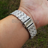 Men's White Gold plated Iced out Luxury MIGOS Rapper's Metal Band Clubbing Watch