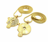 Iced Out 2 ROCAFELLA Pendant & 2mm 24",30" Box Chain 2 Necklace Set