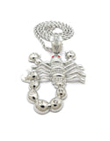 HIP HOP ICED OUT SILVER PLATED SCORPION PENDANT & 4mm 24" ROPE CHAIN NECKLACE