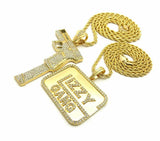 Hip Hop Iced Out 37 Rip Mary & Glizzy Gang Pendant 24",30" Chain 2 Necklace Set