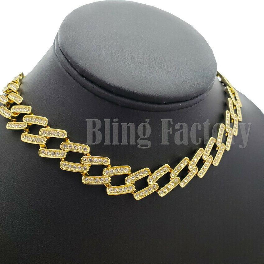 Hip Hop Rapper's Iced Out 8.5", 16",18", 20" Prong Miami Cuban Choker Necklace