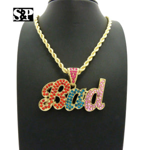 ICED OUT CELEBRITY STYLE 'BAD' PENDANT & 5mm 20