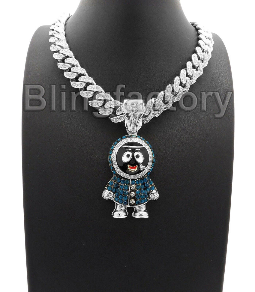 Hip Hop CZ ESKIMO pendant & 12mm 18" Full Iced Cuban Choker Chain Necklace