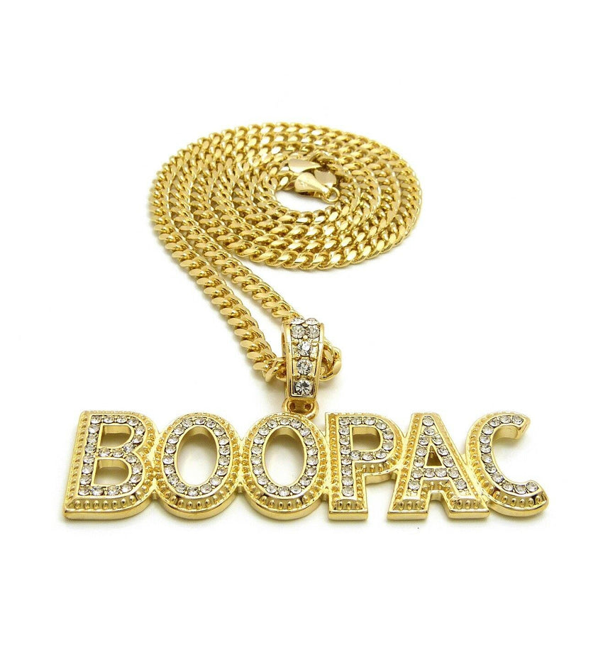 ICED OUT HIP HOP Lil Boosie BOOMPAC PENDANT 24" BOX, CUBAN, ROPE CHAIN NECKLACE
