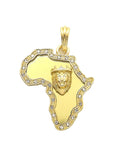 Iced Out Africa Lion King Pendant & 24" Box, Cuban, Rope Chain Hip Hop Necklace