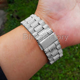 Men's Hip Hop Iced out White Gold PT Rapper Bling BIG Simulated Diamond Watch