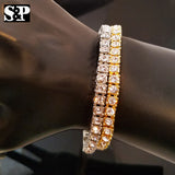 BEST SELLING HIP HOP QUAVO GOLD, SILVER FINISH 1 ROW TENNIS CHAIN BRACELET