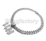 Hip Hop Uzi Vert LUV pendant & 18" Full Iced out Cuban Choker Chain Necklace