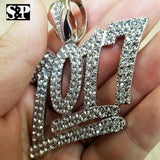 HIP HOP RAPPER'S FULL ICED OUT WHITE GOLD PLATED LAB DIAMOND 1017 LARGE PENDANT