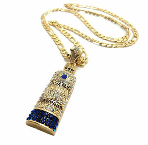 ICED OUT LAB DIAMOND CIROC VODKA BOTTLE PENDANT & 4mm 24