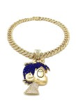Hip Hop Uzi Vert LUV pendant & 18" Full Iced out Cuban Choker Chain Necklace