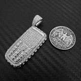 HIP HOP ICED OUT WHITE GOLD PLATED BRASS RETRO THROWAWAY PHONE CHARM PENDANT