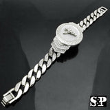 New Hip Hop White Gold Plated 8.5" CZ Full Iced Out Baby Angel Cuban Bracelet