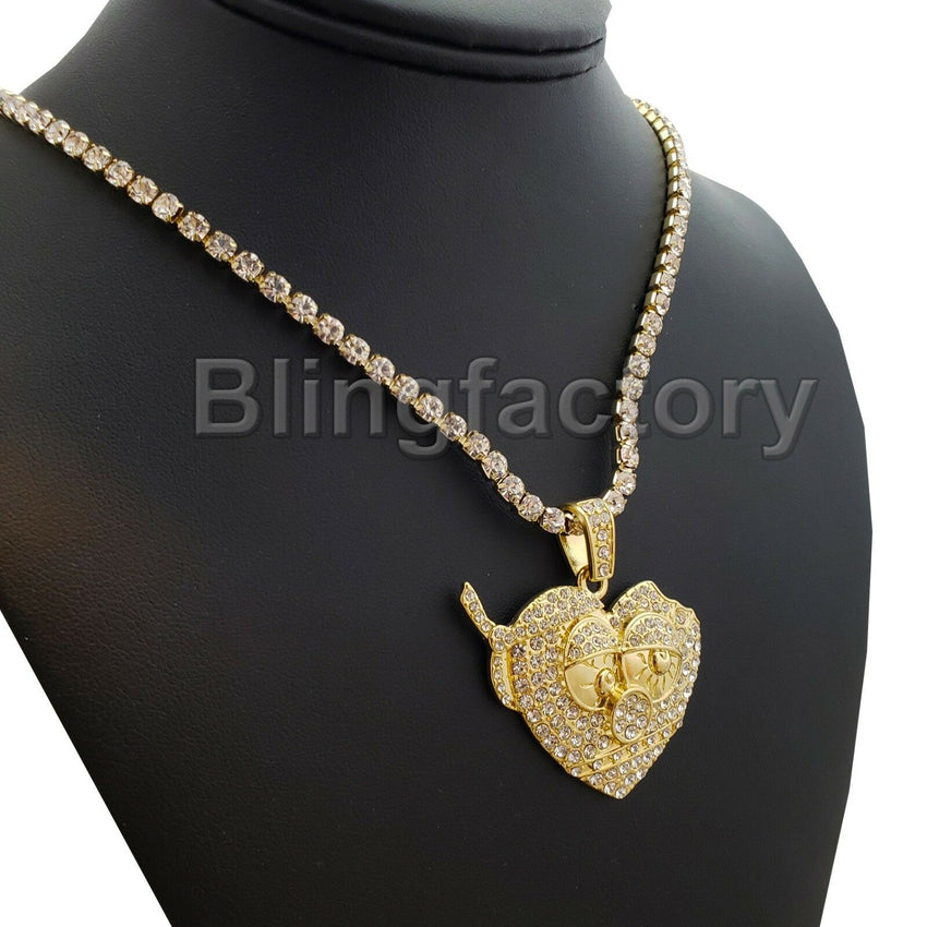 Hip Hop Chief Keef Thot Breaker & 1 Row Diamond Tennis Choker Chain Necklace