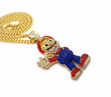 ICED OUT LAB DIAMONDS MARIO PENDANT & 6mm 30" BOX CUBAN CHAIN HIP HOP NECKLACE