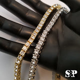 BEST SELLING HIP HOP QUAVO GOLD, SILVER FINISH 1 ROW TENNIS CHAIN BRACELET