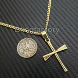Unisex Fashion Baseball Team Triple Bat Cross Pendant & 24" Cuban Chain Necklace