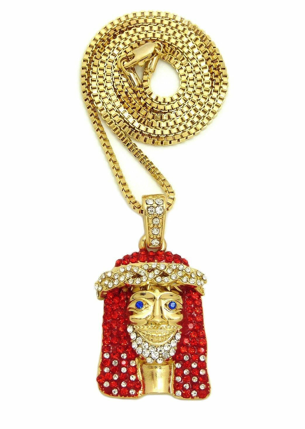 ICED OUT Lil Yachty RED JESUS FACE SMALL PENDANT 24 CHAIN HIP HOP N