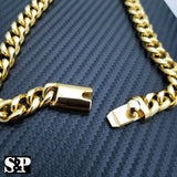Men Gold Finish Stainless Steel Special Lock 10mm 24", 30 Cuban Chain Necklace