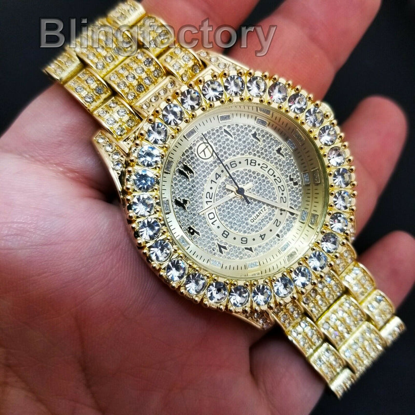 Men's Iced out Luxury Rapper's Lab Diamond Metal Band Dress Clubbing wrist Watch
