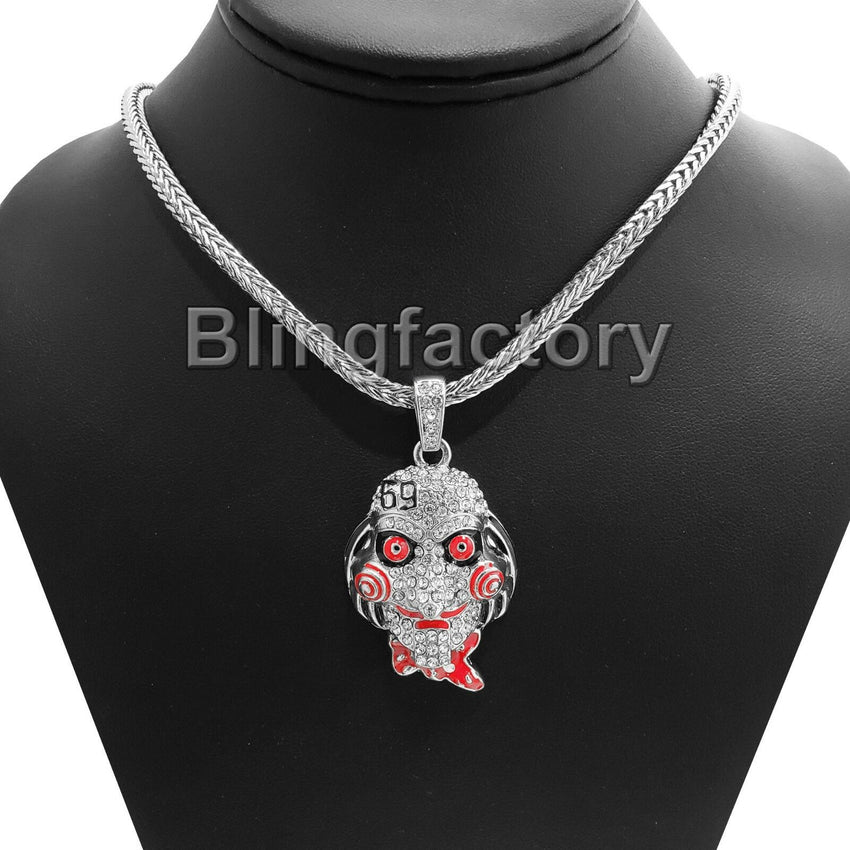 Hip Hop Iced out Tekashi69 Jigsaw pendant & 18" Franco Chain Choker Necklace