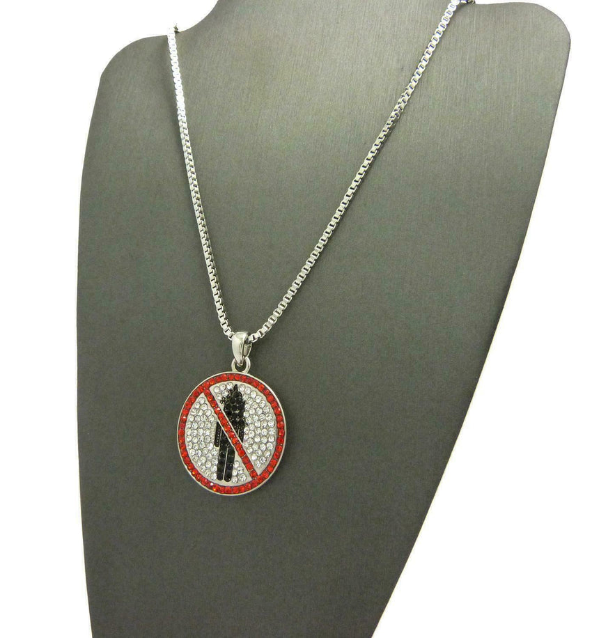 New Hip Hop Iced Out Travis Scott Rodeo Pendant & 2mm 24" Box Chain Necklace