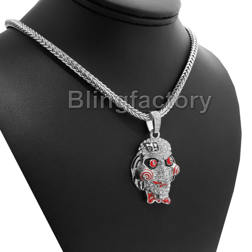 Hip Hop Iced out Tekashi69 Jigsaw pendant & 18" Franco Chain Choker Necklace