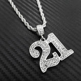 Hip Hop Iced Out Lab Diamond Savage 21 Pendant & 24" Rope Chain Necklace